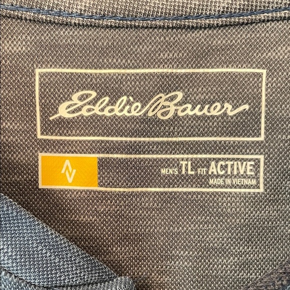 Eddie Bauer Contour Performance Henley Men's L Tall  Slate Tencel NWT - Picture 2 of 9
